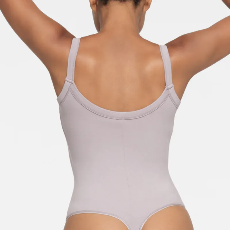 SKIMS SS24 Summer Collection COTTON JERSEY SCOOP NECK BODYSUIT Bodysuits Women's OYSTER/Shell Color-2
