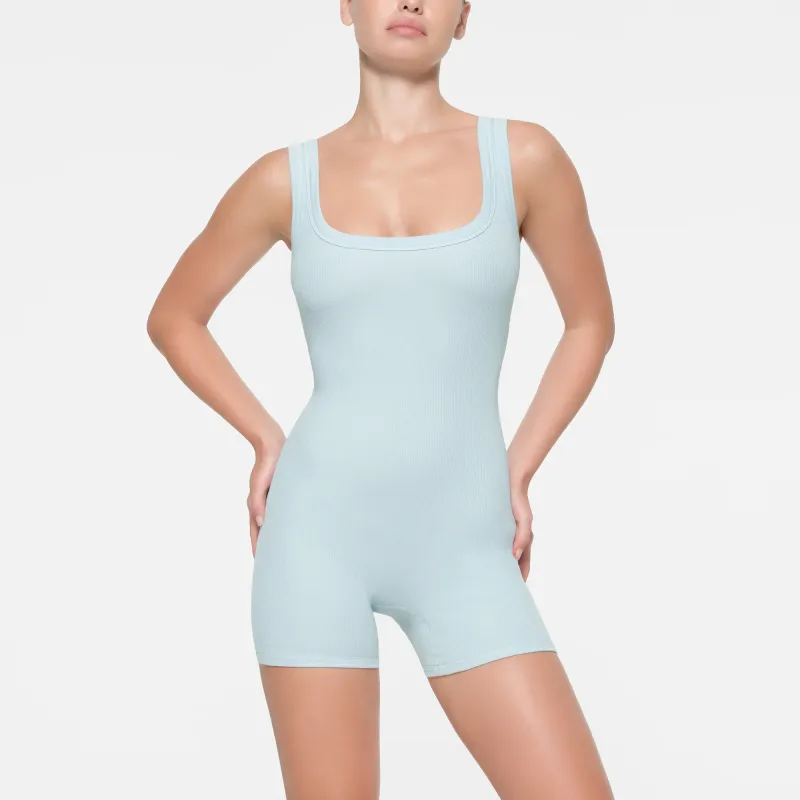 SKIMS SS24 Summer Collection Cotton Rib Onesie Jumpsuit Women's OPAL/Opal-1