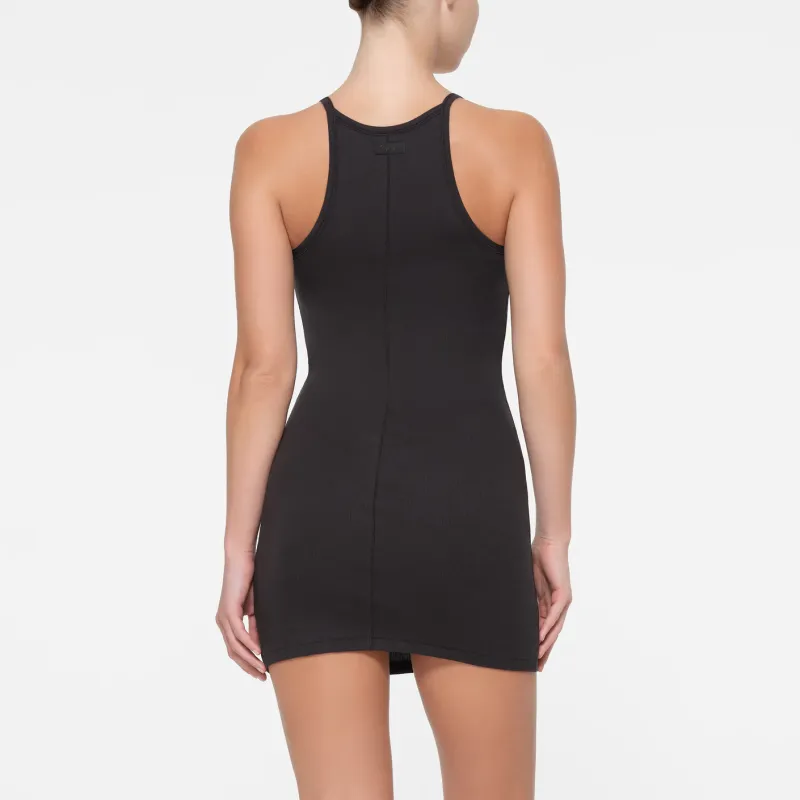 SKIMS COTTON RIB MINI CAMI DRESS Slip Dresses Women's SOOT/Smoke Gray-3