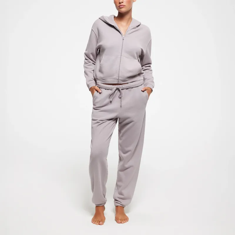 SKIMS SS24 Summer Collection FRENCH TERRY SHRUNKEN ZIP UP HOODIE Sweatshirt Women's OYSTER/Oyster-1