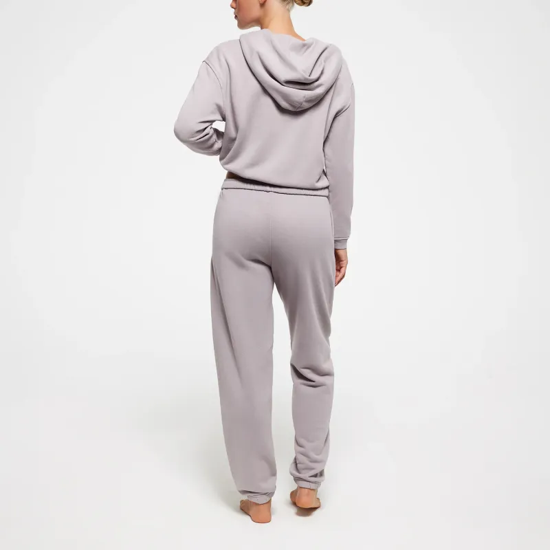 SKIMS SS24 Summer Collection FRENCH TERRY SHRUNKEN ZIP UP HOODIE Sweatshirt Women's OYSTER/Oyster-2