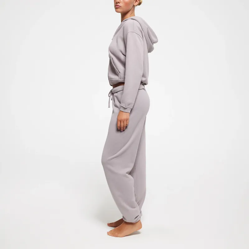 SKIMS SS24 Summer Collection FRENCH TERRY SHRUNKEN ZIP UP HOODIE Sweatshirt Women's OYSTER/Oyster-3