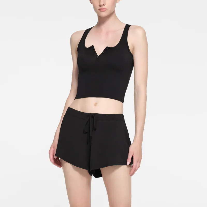 SKIMS SLEEP HENLEY TANK Tank Tops Women's ONYX/Onyx-1