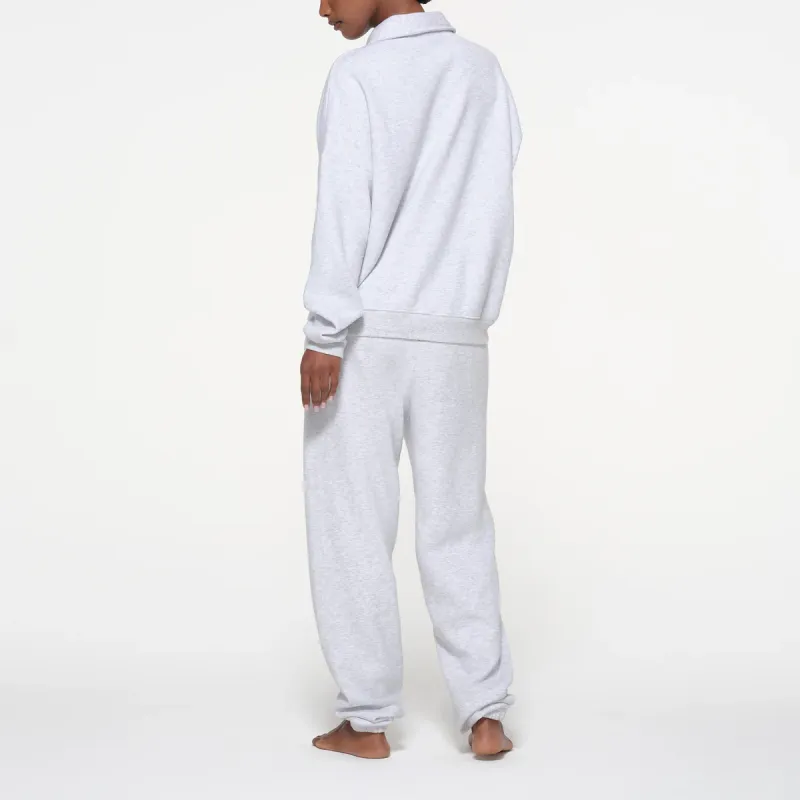 SKIMS COTTON FLEECE OVERSIZED QUARTER ZIP PULLOVER Sweatshirt Women's LIGHT HEATHER GREY/Light Gray-2