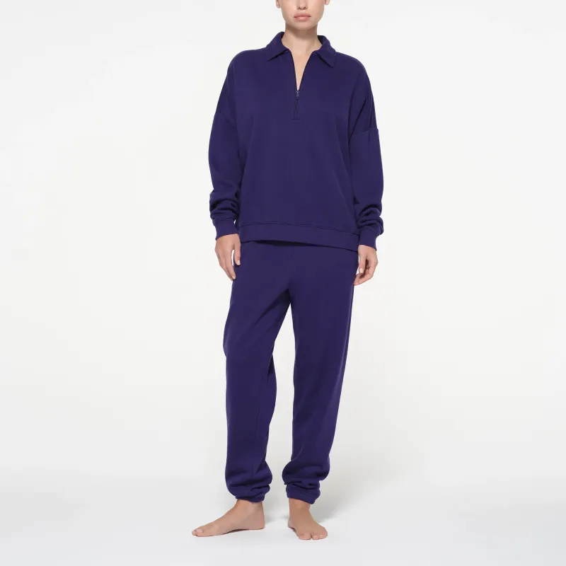 SKIMS COTTON FLEECE OVERSIZED QUARTER ZIP PULLOVER Sweatshirt Women's Concord/Harmony Purple-2