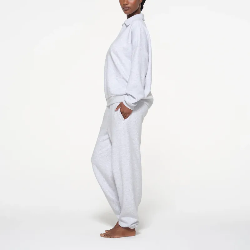 SKIMS COTTON FLEECE OVERSIZED QUARTER ZIP PULLOVER Sweatshirt Women's LIGHT HEATHER GREY/Light Gray-3
