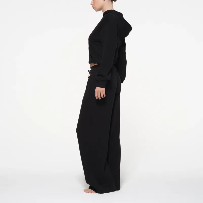 SKIMS COTTON FLEECE OVERSIZED DOUBLE WAISTBAND PANT Casual Pants Women's ONYX/Onyx-3