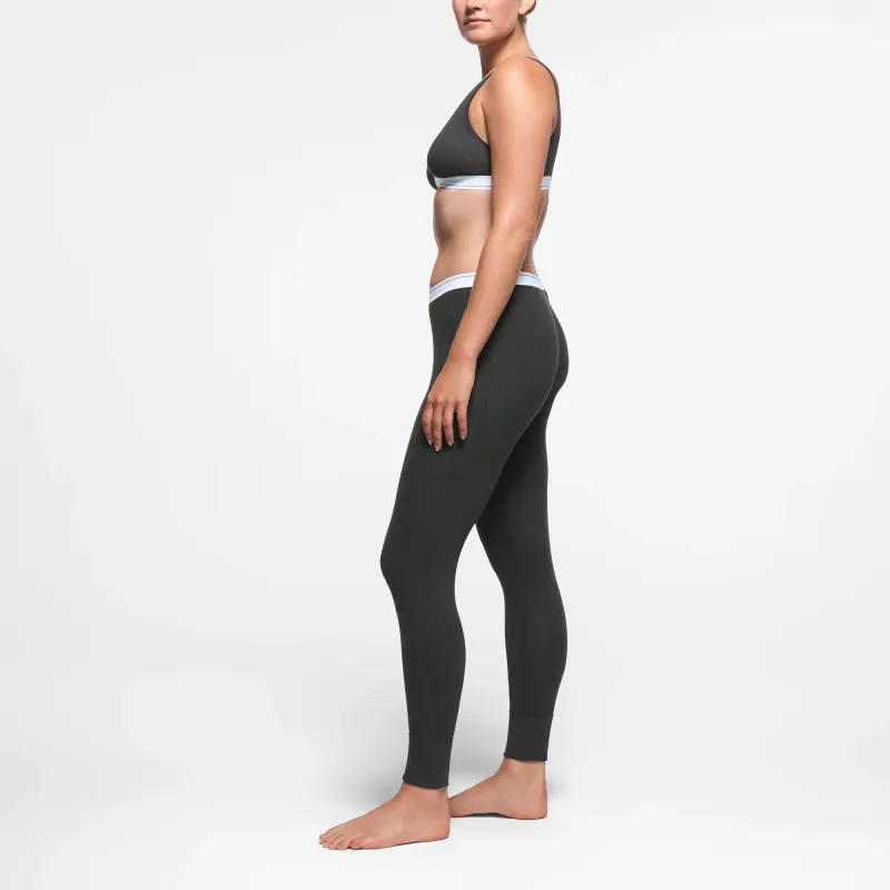 SKIMS FW24 Cotton Collection COTTON RIB LOW RISE LEGGING Leggings Women's Soot Stripe/Smoke Gray Stripes-3