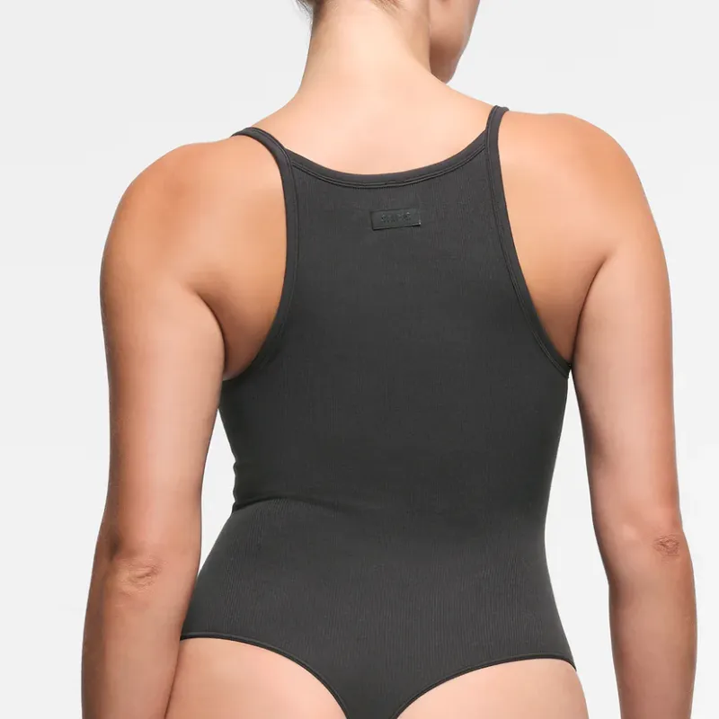 SKIMS FW24 Cotton Collection COTTON RIB CAMI BODYSUIT Bodysuits Women's SOOT/Smoke Gray-2