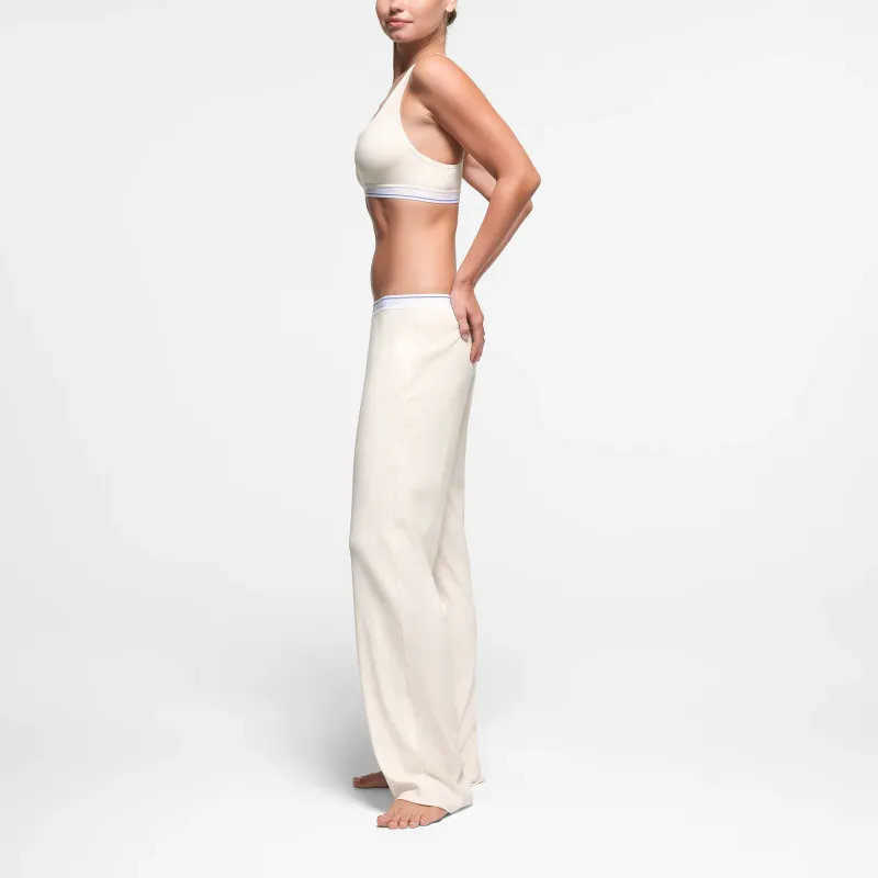 SKIMS FW24 Cotton Collection COTTON RIB STRAIGHT LEG PANT Casual Pants Women's Marble Stripe/Marble Stripes-3