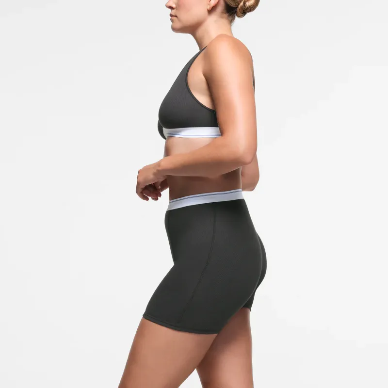 SKIMS FW24 Cotton Collection COTTON RIB BOXER Shorts Women's SOOT STRIPE/Smoke Gray Stripes-3