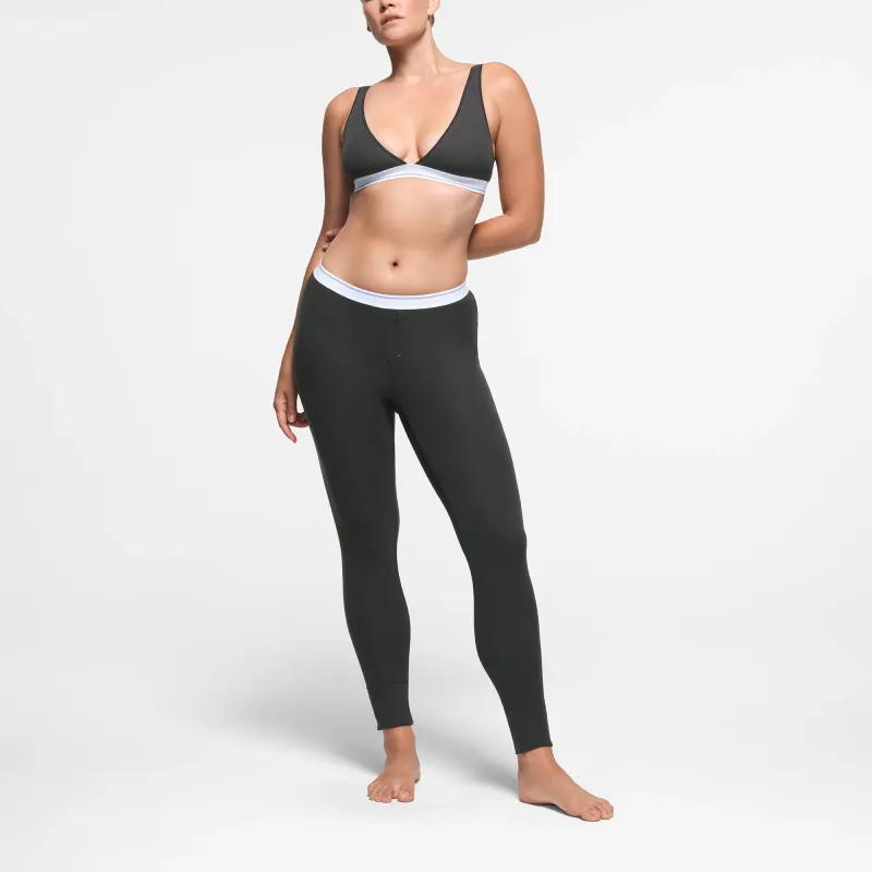SKIMS FW24 Cotton Collection COTTON RIB LOW RISE LEGGING Leggings Women's Soot Stripe/Smoke Gray Stripes-1
