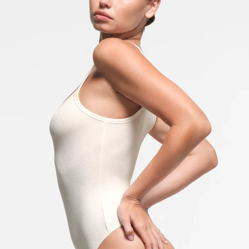 SKIMS FW24 Cotton Collection COTTON RIB CAMI BODYSUIT Bodysuits Women's MARBLE/Marble Color-3
