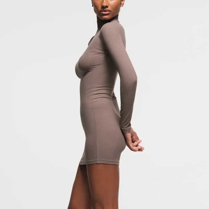 SKIMS SOFT LOUNGE TURTLENECK MINI DRESS Long Sleeved Dress Women's Amethyst/Amethyst-1
