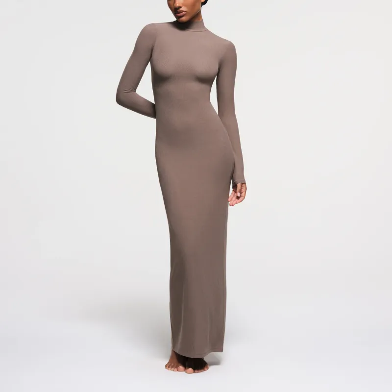 SKIMS SOFT LOUNGE TURTLENECK LONG DRESS Long Sleeved Dress Women's Amethyst/Amethyst-1