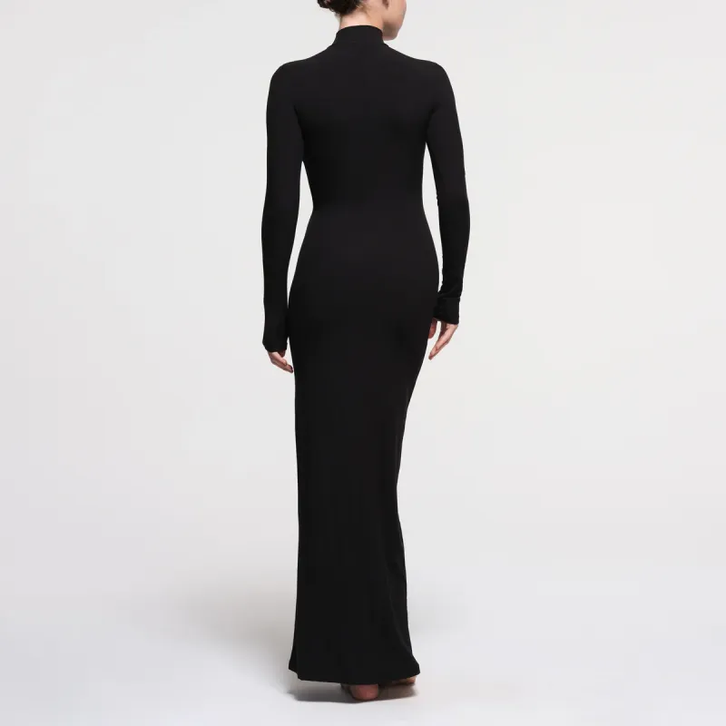 SKIMS SOFT LOUNGE TURTLENECK LONG DRESS Long Sleeved Dresses Women's ONYX/Onyx-2