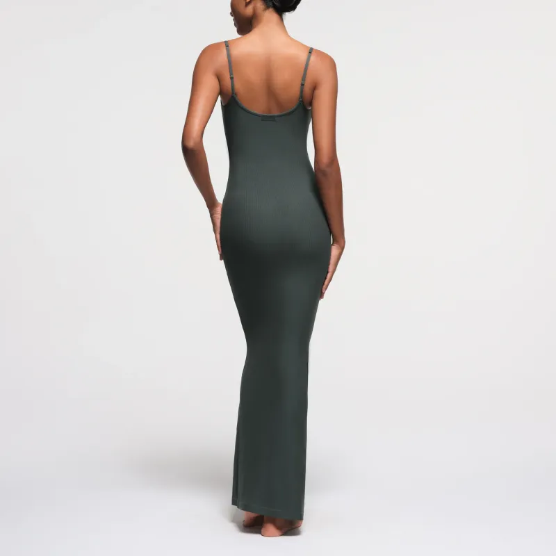 SKIMS SOFT LOUNGE PETITE LONG SLIP DRESS Slip Dresses Women's DEEP SEA/Deep Sea Color-2