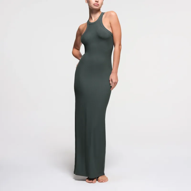 SKIMS SOFT LOUNGE LONG TANK DRESS Sleeveless Dress Women's DEEP SEA/Deep Sea Color-1