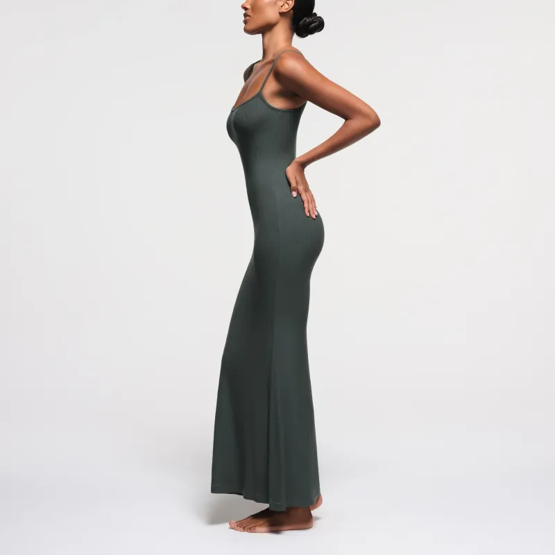 SKIMS SOFT LOUNGE PETITE LONG SLIP DRESS Slip Dresses Women's DEEP SEA/Deep Sea Color-3