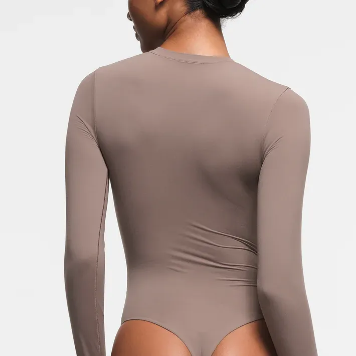 SKIMS FITS EVERYBODY LONG SLEEVE CREW NECK BODYSUIT Bodysuits Women's Amethyst/Purple Crystal-3