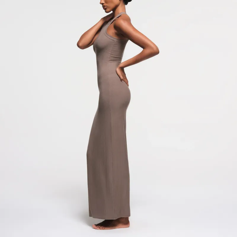 SKIMS SOFT LOUNGE LONG TANK DRESS Sleeveless Dress Women's Amethyst/Amethyst-3