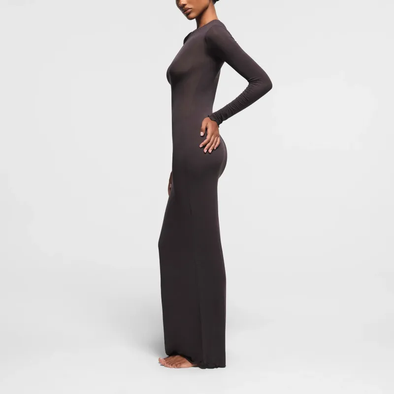 SKIMS SHEER MODAL LONG SLEEVE LONG DRESS Long-Sleeved Dresses Women's Phoenix/Pheonix Color-3