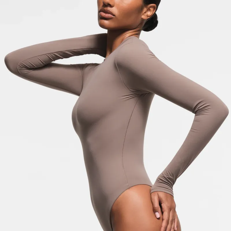 SKIMS FITS EVERYBODY LONG SLEEVE CREW NECK BODYSUIT Bodysuits Women's Amethyst/Purple Crystal-2