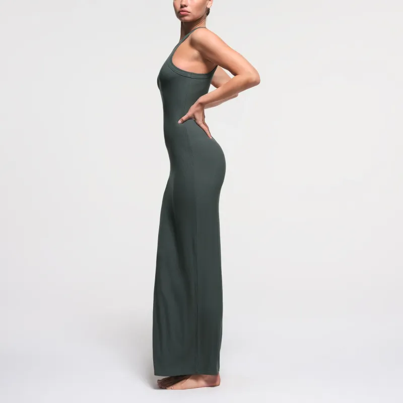 SKIMS SOFT LOUNGE LONG TANK DRESS Sleeveless Dress Women's DEEP SEA/Deep Sea Color-3
