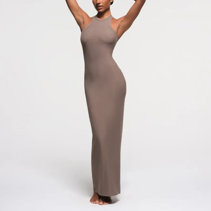 SKIMS SOFT LOUNGE LONG TANK DRESS Sleeveless Dress Women's Amethyst/Amethyst-1