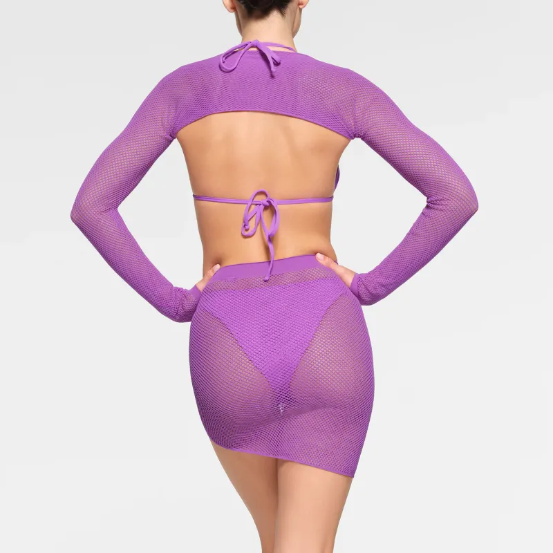 SKIMS WARP KNIT COVER UP RUCHED SARONG Swim Dresses & Skirts Women's VIOLET/Violet-2