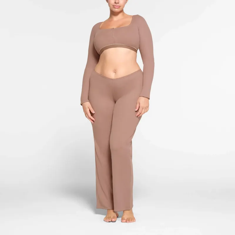 SKIMS COTTON RIB PICOT STRAIGHT LEG PANT Casual Pants Women's UMBER/Brown-1