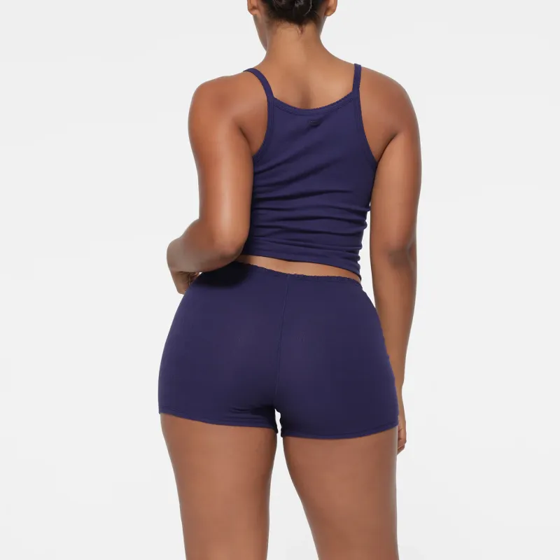SKIMS LOGO POINTELLE CAMI AND BOXER SET Pajama Set Women's Concord/Harmony Purple-2