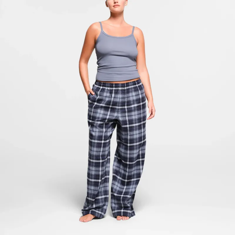 SKIMS FLANNEL SLEEP STRAIGHT LEG PANT Pajama Pants Women's CONCORD PLAID/Xihe Purple Plaid-1