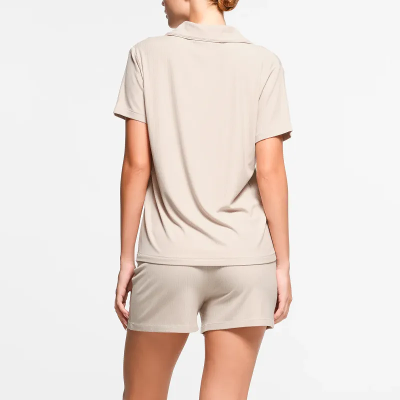 SKIMS SOFT LOUNGE SHORT SLEEP SET Pajama Set Women's STONE/Stone Color-2