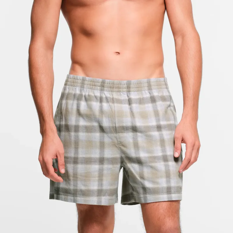 SKIMS FLANNEL SLEEP MENS SHORT Pajama Pants Men's Taupe Plaid-2