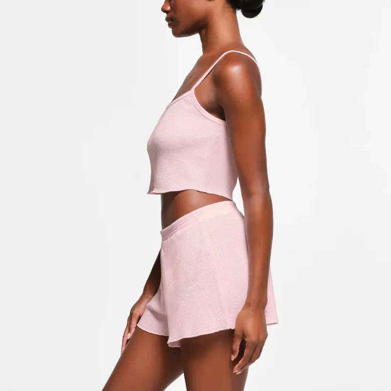 SKIMS WAFFLE CROPPED CAMI Camisole Women's CHERRY BLOSSOM/Cherry Blossom Pink-3