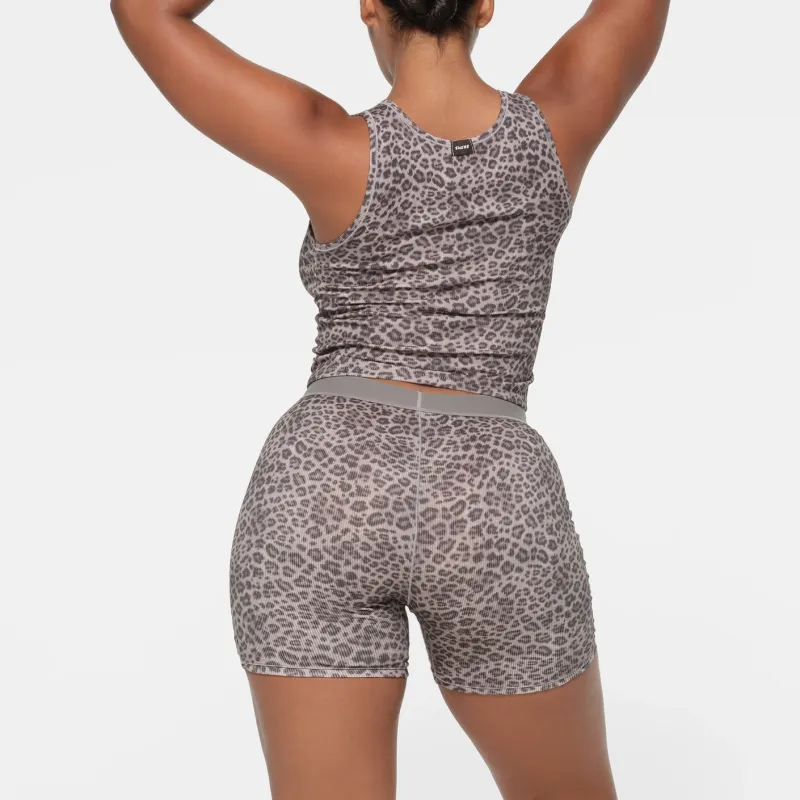 SKIMS COTTON RIB BOXER 3-PACK Boxer Shorts Women's 3 Pack Snow Leopard Multicolor-4