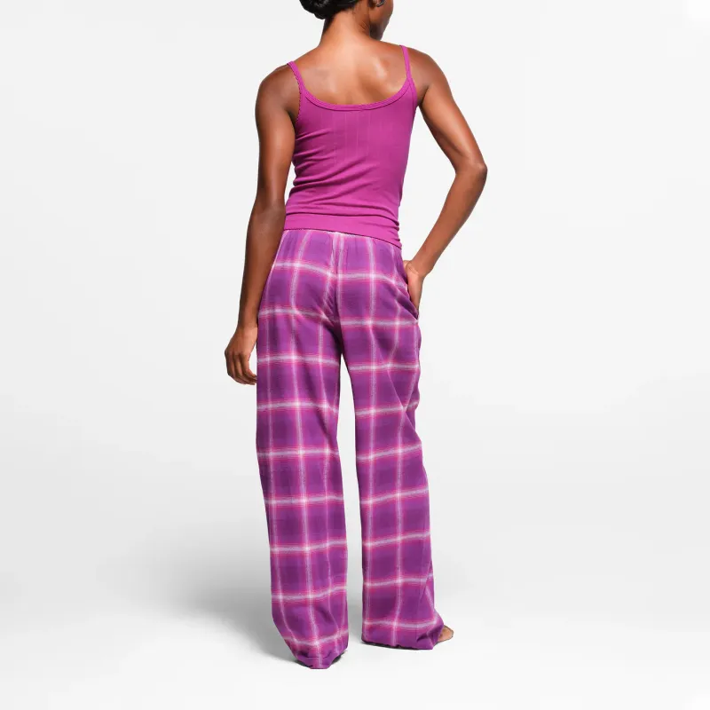 SKIMS FLANNEL SLEEP STRAIGHT LEG PANT Pajama Pants Women's LOLLIPOP PLAID/Strawberry Pattern-2