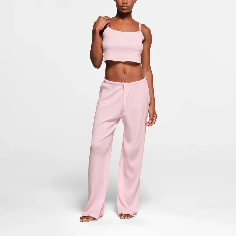 SKIMS WAFFLE STRAIGHT LEG PANT Casual Pants Women's CHERRY BLOSSOM/Cherry Blossom Pink-1