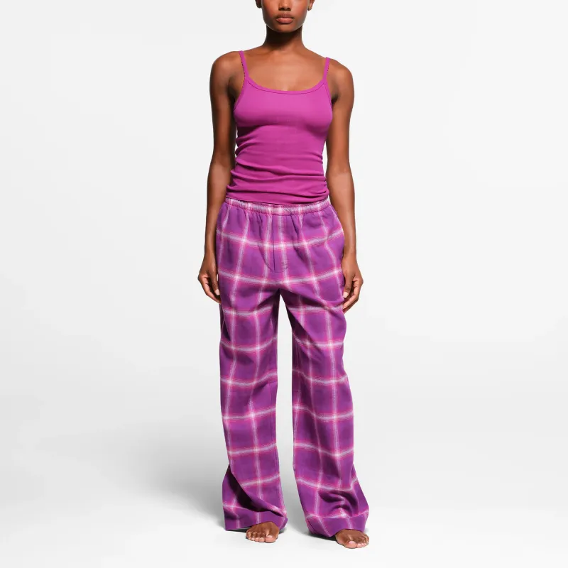 SKIMS FLANNEL SLEEP STRAIGHT LEG PANT Pajama Pants Women's LOLLIPOP PLAID/Strawberry Pattern-1