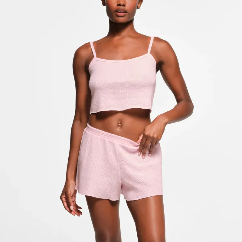 SKIMS WAFFLE CROPPED CAMI Camisole Women's CHERRY BLOSSOM/Cherry Blossom Pink-1