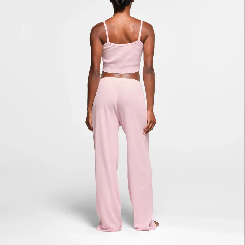 SKIMS WAFFLE STRAIGHT LEG PANT Casual Pants Women's CHERRY BLOSSOM/Cherry Blossom Pink-2