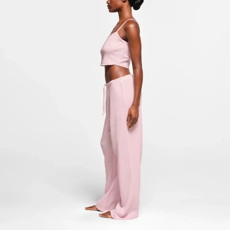 SKIMS WAFFLE STRAIGHT LEG PANT Casual Pants Women's CHERRY BLOSSOM/Cherry Blossom Pink-3