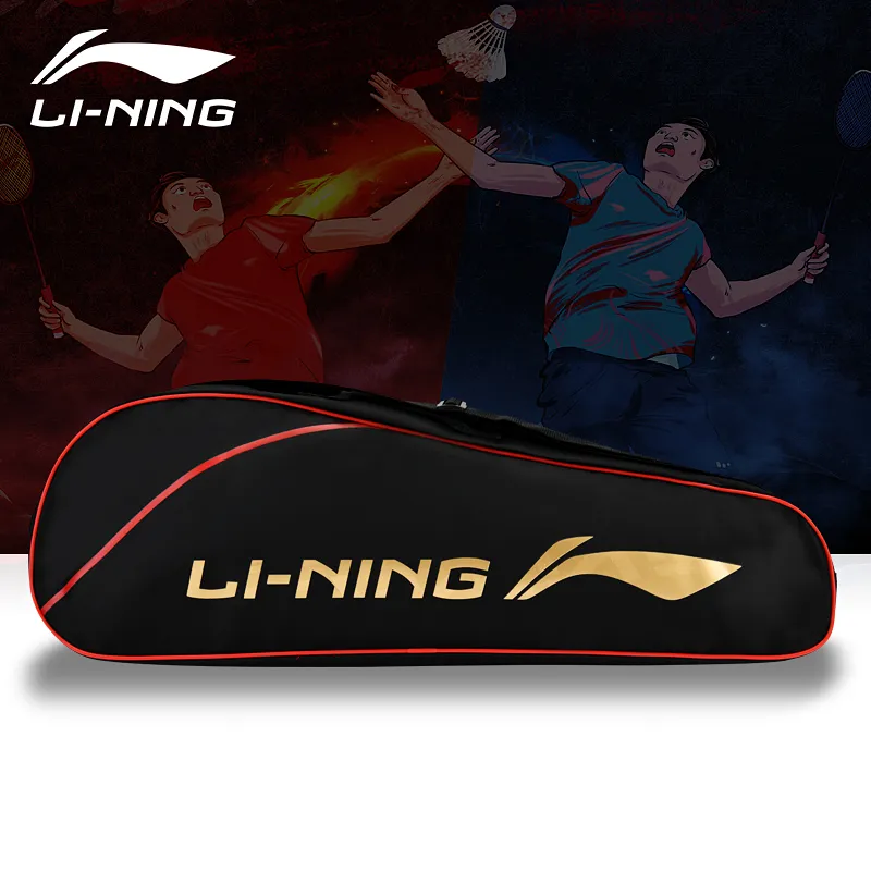 LiNing Badminton Racket Bags 2 Pcs Pack Sports Shoulder Bag Black Unisex-4