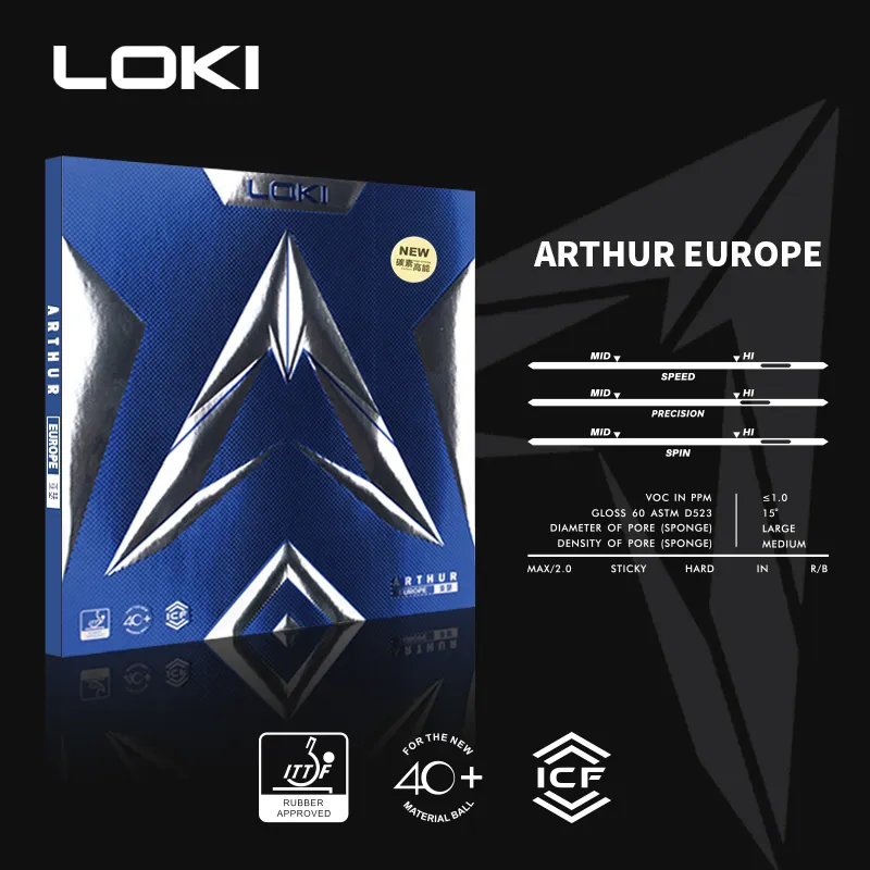 LOKI Arthur Europe Table Tennis Rubbers Sponge, Rubber Inverted Rubber Curved Circle Compatibility Basic, Adults 2.1mm-7