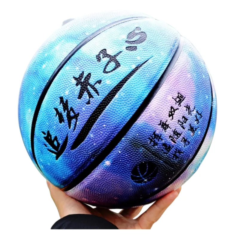 Canle Moisture Absorbing Leather Basketball Blue Purple Size 7 Ball Training Unisex-2
