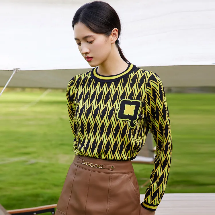 JZ. ANNAKRO Knitwear Women's Flower Lemon-1
