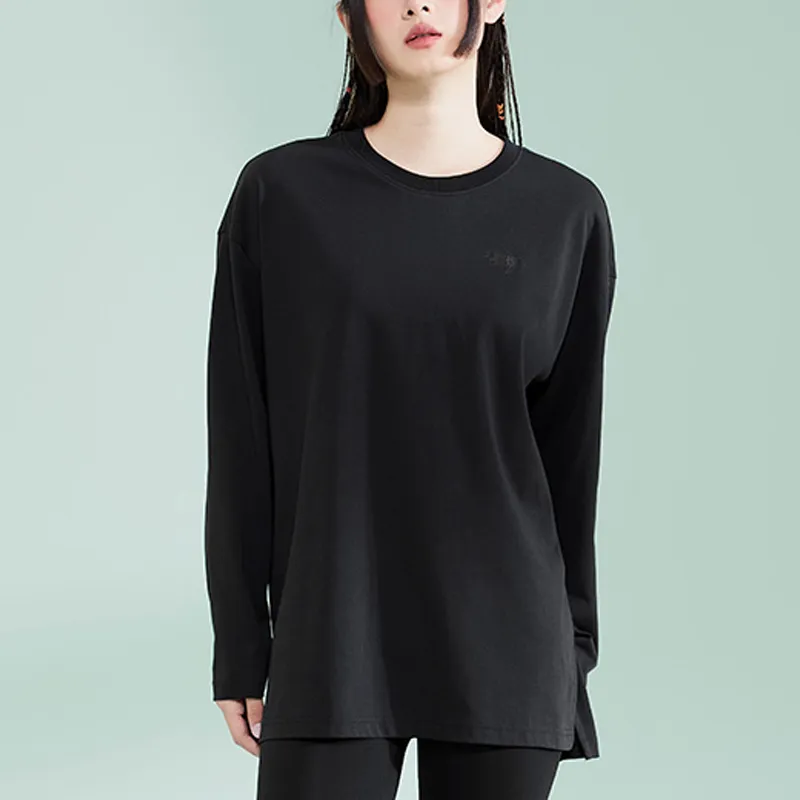 QIAODAN Dry Drop Shoulder Sleeve T Shirt Women's Black-2