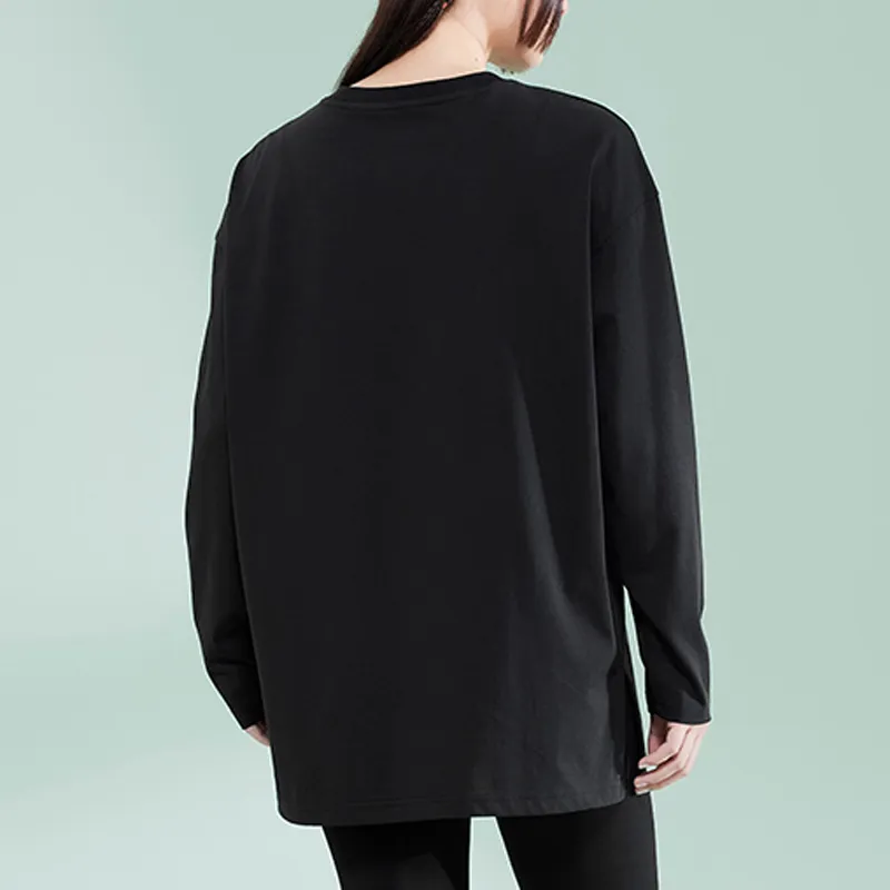 QIAODAN Dry Drop Shoulder Sleeve T Shirt Women's Black-3