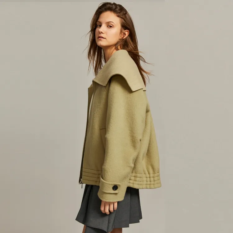 ELLE Coats Women's Olive Green-3